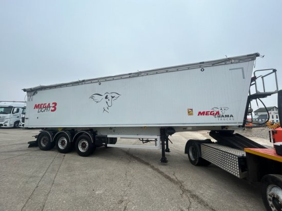 MEGA Alu-Kastenmulde 55m³, SAF-Achsen, Rollplane, Kombiklappe, Stehpodest - Volquete semirremolque: foto 1 MEGA Alu-Kastenmulde 55m³, SAF-Achsen, Rollplane, Kombiklappe, Stehpodest - Volquete semirremolque: foto 1
