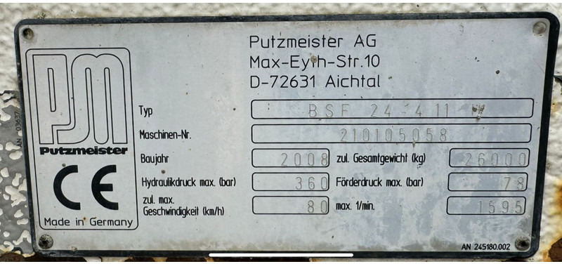Bomba de hormigón para transporte de materiales áridos MERCEDESBENZ Actros 2632 6x4 with Putzmeister BSF 24-4 11 24m concrete pump: foto 20