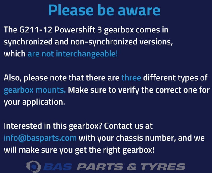 Mercedes-Benz Actros MP4 Mercedes G211-12 KL Powershift 3 Versnellingsbak A 001 260 36 00 - Caja de cambios para Camión: foto 3 Mercedes-Benz Actros MP4 Mercedes G211-12 KL Powershift 3 Versnellingsbak A 001 260 36 00 - Caja de cambios para Camión: foto 3