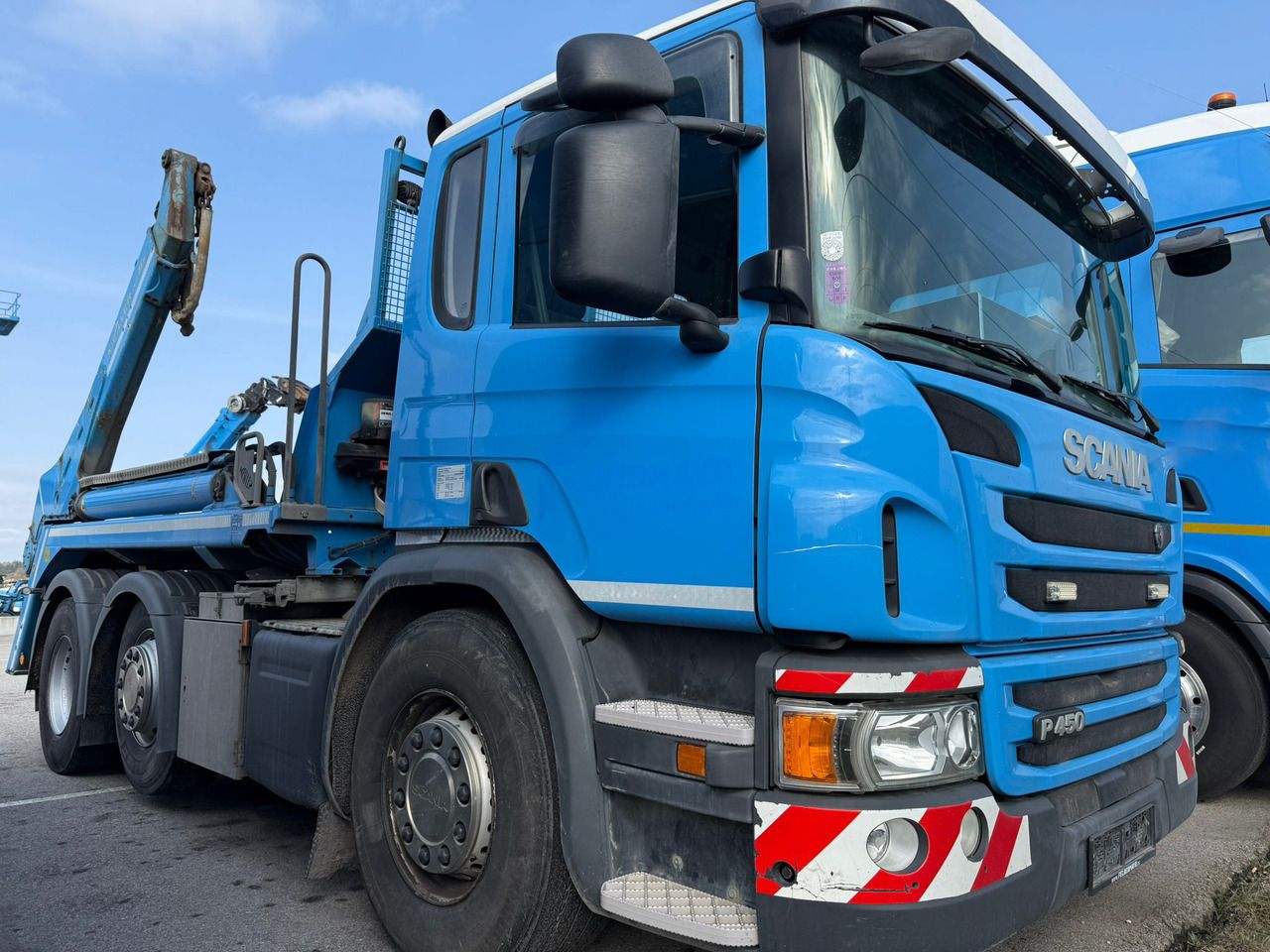 SCANIA P450 6x2 + F.X. Meiller AK16.T - Portacontenedor de cadenas camión: foto 1 SCANIA P450 6x2 + F.X. Meiller AK16.T - Portacontenedor de cadenas camión: foto 1