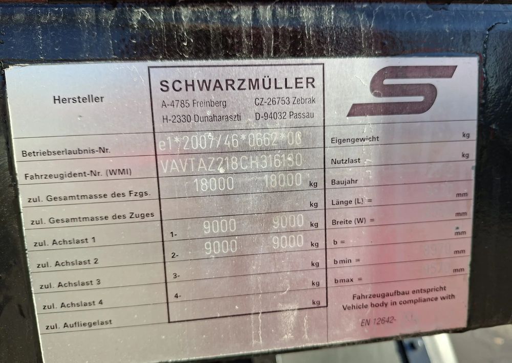 Schwarzmuller ciężarowa przyczepa 18 palet - Remolque con toldo: foto 5 Schwarzmuller ciężarowa przyczepa 18 palet - Remolque con toldo: foto 5