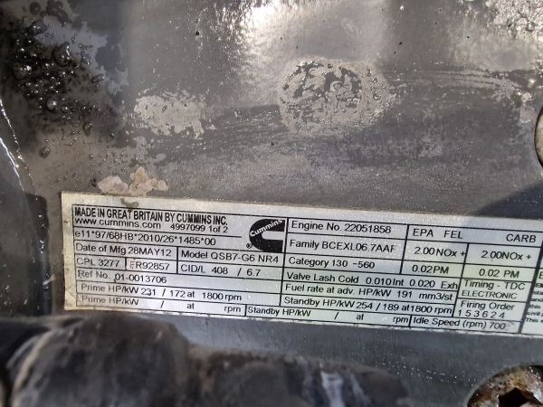 Cummins QSB7-G6 NR4 CPL3277 Engine (Plant) - Motor para Maquinaria de construcción: foto 2 Cummins QSB7-G6 NR4 CPL3277 Engine (Plant) - Motor para Maquinaria de construcción: foto 2