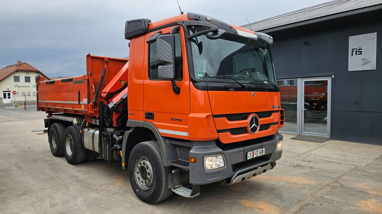 Mercedes-Benz Actros 3346 K palfinger PK 18002 - bordmatic - meiller tipper - EPS 3 pedals - Volquete camión: foto 2 Mercedes-Benz Actros 3346 K palfinger PK 18002 - bordmatic - meiller tipper - EPS 3 pedals - Volquete camión: foto 2
