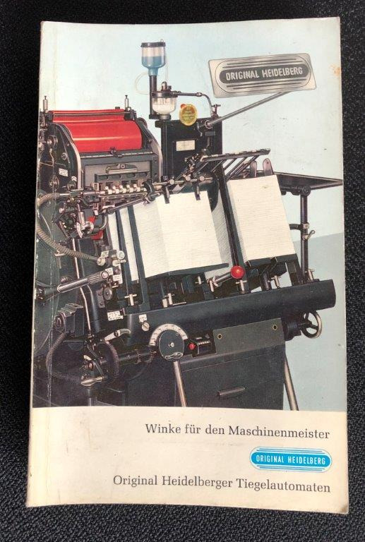 Heidelberg OHT Manual "Winke für den Maschinenmeister" (Hints for the Machine Operator) - Encuadernadora: foto 1 Heidelberg OHT Manual "Winke für den Maschinenmeister" (Hints for the Machine Operator) - Encuadernadora: foto 1