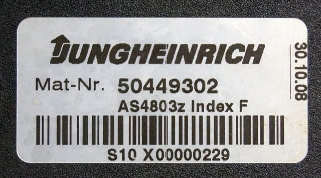 Jungheinrich 50449302 | Stuur regeling Controller AS4803 Z Index F sn.S10X000002 - Unidad de control para Equipo de manutención: foto 3 Jungheinrich 50449302 | Stuur regeling Controller AS4803 Z Index F sn.S10X000002 - Unidad de control para Equipo de manutención: foto 3