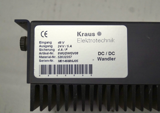 Jungheinrich 52032357 | Omvormer Transformer 48V -> 24V/5A for EKS310 sn. M01 Omvormer Transformer 48V -> 24V/5A for EKS310 sn. M0146686J05 - Sistema eléctrico para Equipo de manutención: foto 3 Jungheinrich 52032357 | Omvormer Transformer 48V -> 24V/5A for EKS310 sn. M01 Omvormer Transformer 48V -> 24V/5A for EKS310 sn. M0146686J05 - Sistema eléctrico para Equipo de manutención: foto 3