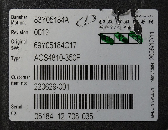 Toyota/BT 220629-001 | Danaher motion AC Superdrive motor controller 83Y05184A A - Unidad de control para Equipo de manutención: foto 2 Toyota/BT 220629-001 | Danaher motion AC Superdrive motor controller 83Y05184A A - Unidad de control para Equipo de manutención: foto 2