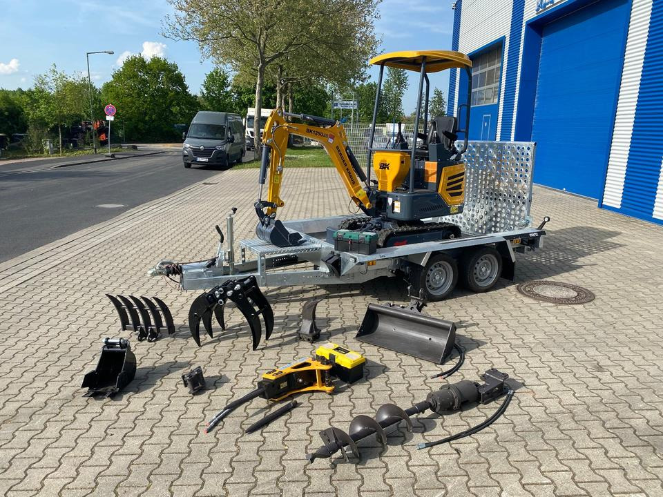 Minibagger BK1250JS + Tieflader + Zubehör *INKL.19% MWST*KUBOTA*BERGER KRAUS*JOYSTICK*SOFORT!* - Miniexcavadora, Remolque: foto 1 Minibagger BK1250JS + Tieflader + Zubehör *INKL.19% MWST*KUBOTA*BERGER KRAUS*JOYSTICK*SOFORT!* - Miniexcavadora, Remolque: foto 1