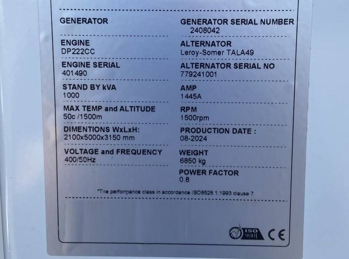 Hyundai DP222CC - 1000 kVA Generator - DPX-21068 - Generador industriale: foto 4 Hyundai DP222CC - 1000 kVA Generator - DPX-21068 - Generador industriale: foto 4