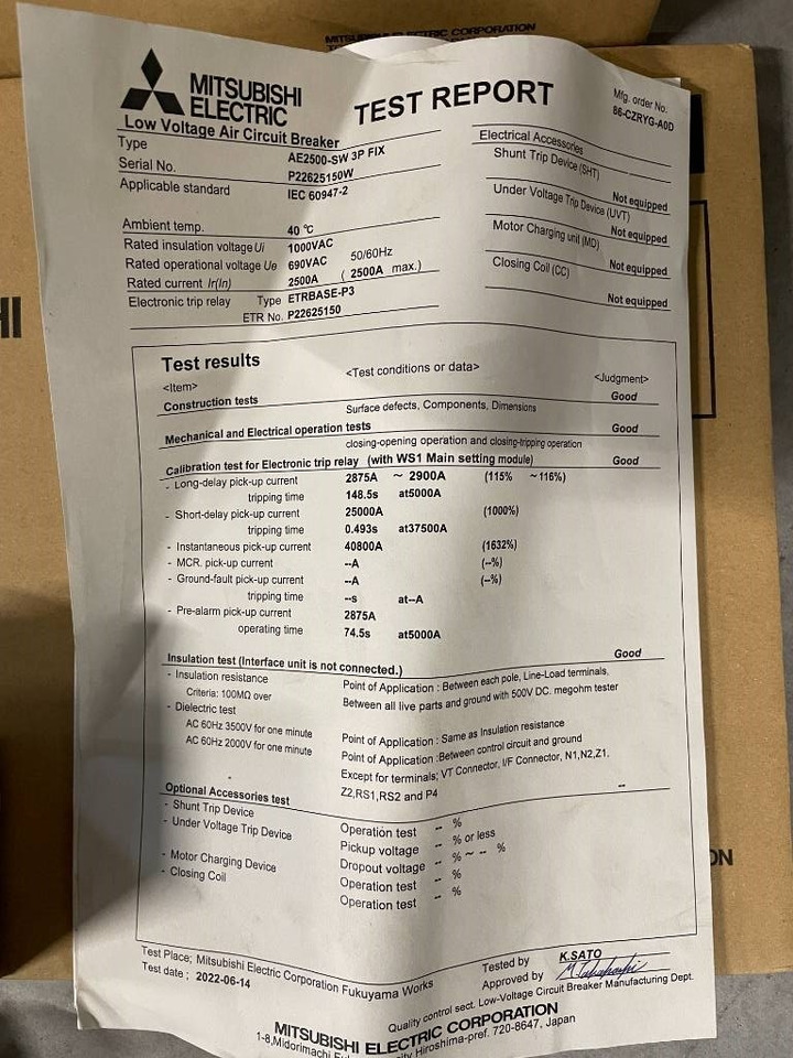 Leasing financiero de Mitsubishi Circuit breaker 2500A - AE2500-SW 3P - DPX-12648  leasing Mitsubishi Circuit breaker 2500A - AE2500-SW 3P - DPX-12648: foto 12
