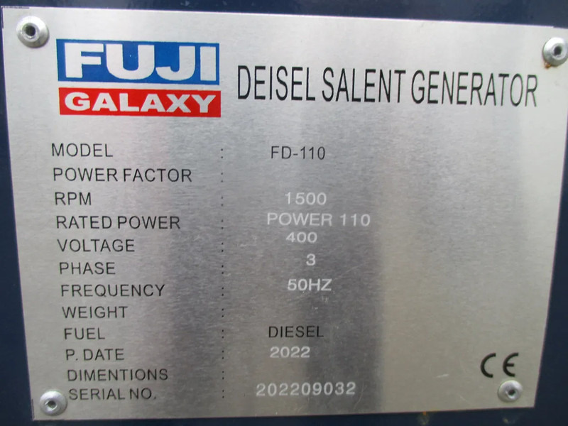 Generador industriale nuevo Fuji Galaxy FD-110 , New Diesel generator , 110 KVA , 3 Phase: foto 13