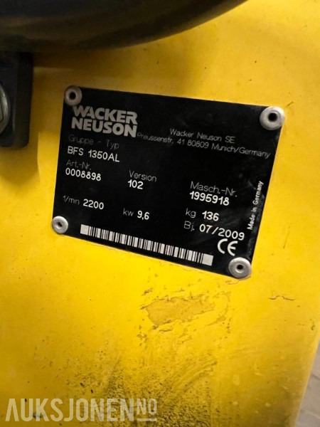 2009 Wacker Neuson BFS 1350AL - Asfalt og betongsag. - Equipo de construcción: foto 5 2009 Wacker Neuson BFS 1350AL - Asfalt og betongsag. - Equipo de construcción: foto 5
