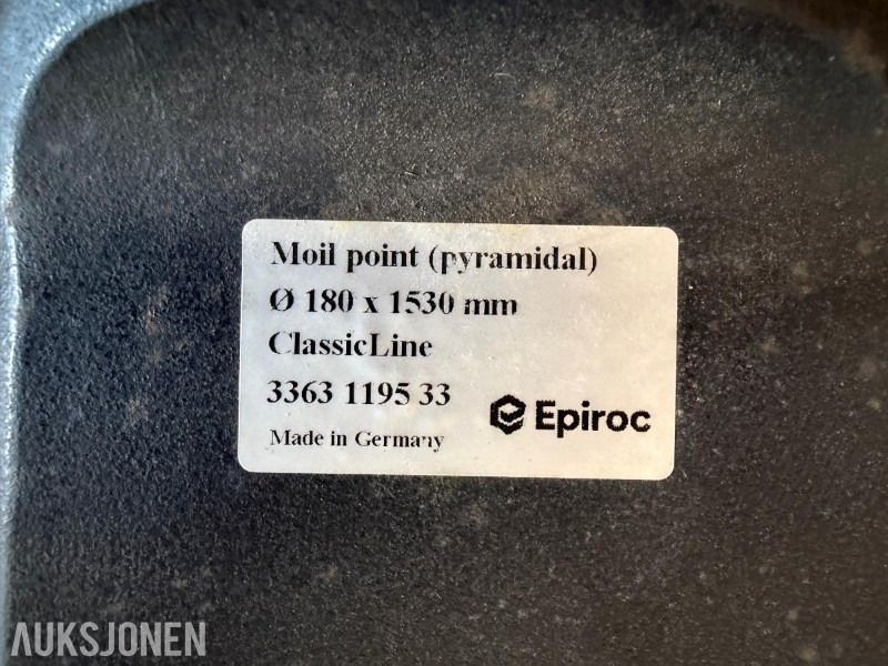 1900 Epiroc Moil Point Ø180 x 1530 mm – 2 stk ubrukte - Implemento para Maquinaria de construcción: foto 3 1900 Epiroc Moil Point Ø180 x 1530 mm – 2 stk ubrukte - Implemento para Maquinaria de construcción: foto 3