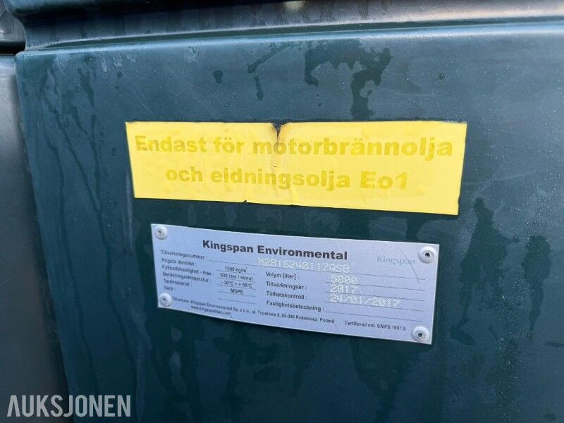 Kingspan dieseltank med pumpe / 5000L - Implemento para Maquinaria de construcción: foto 3 Kingspan dieseltank med pumpe / 5000L - Implemento para Maquinaria de construcción: foto 3