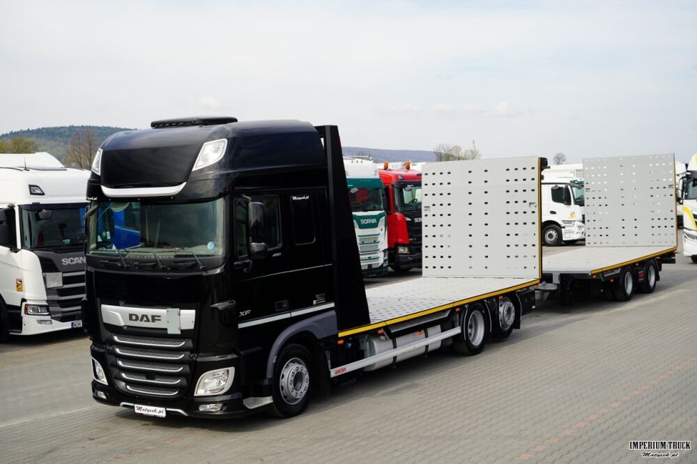 DAF XF 480 / ZESTAW TANDEM LAWETA / 15 ,6 M / SSC / PRZEJAZDOWY / NAJAZDY HYDRAULICZNE / STEROWANIE RADIOWE / WYCIAGARKA / OŚ PODNOSZONA / KLIMA POSTOJOWA / - Portavehículos camión: foto 1 DAF XF 480 / ZESTAW TANDEM LAWETA / 15 ,6 M / SSC / PRZEJAZDOWY / NAJAZDY HYDRAULICZNE / STEROWANIE RADIOWE / WYCIAGARKA / OŚ PODNOSZONA / KLIMA POSTOJOWA / - Portavehículos camión: foto 1