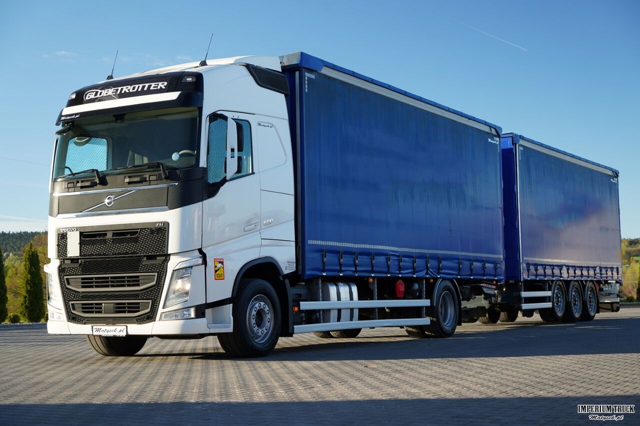 VOLVO FH 500 / TANDEM PRZEJAZDOWY 120 M3 / WINDA / KLIMA POSTOJOWA / + FRUEHAUF / OŚ PODNOSZONA / SAF / MOCNA PODŁOGA - Camión lona: foto 1 VOLVO FH 500 / TANDEM PRZEJAZDOWY 120 M3 / WINDA / KLIMA POSTOJOWA / + FRUEHAUF / OŚ PODNOSZONA / SAF / MOCNA PODŁOGA - Camión lona: foto 1