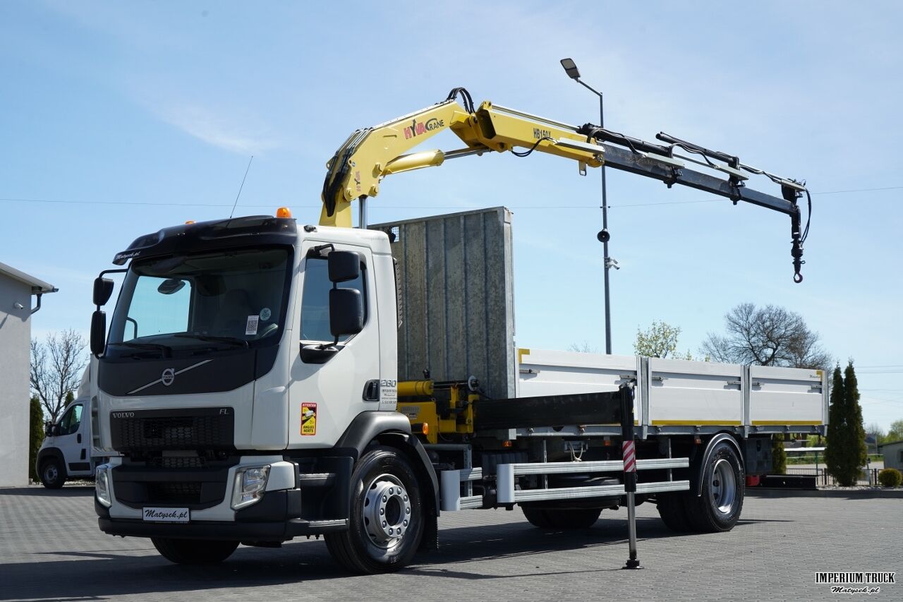 VOLVO FL 280 / 4X2 / SKRZYNIOWY 7,3 M / HDS HYVA / PILOT / WIDŁY DO PALET / ROTATOR / EURO 6 - Camión caja abierta, Camión grúa: foto 1 VOLVO FL 280 / 4X2 / SKRZYNIOWY 7,3 M / HDS HYVA / PILOT / WIDŁY DO PALET / ROTATOR / EURO 6 - Camión caja abierta, Camión grúa: foto 1