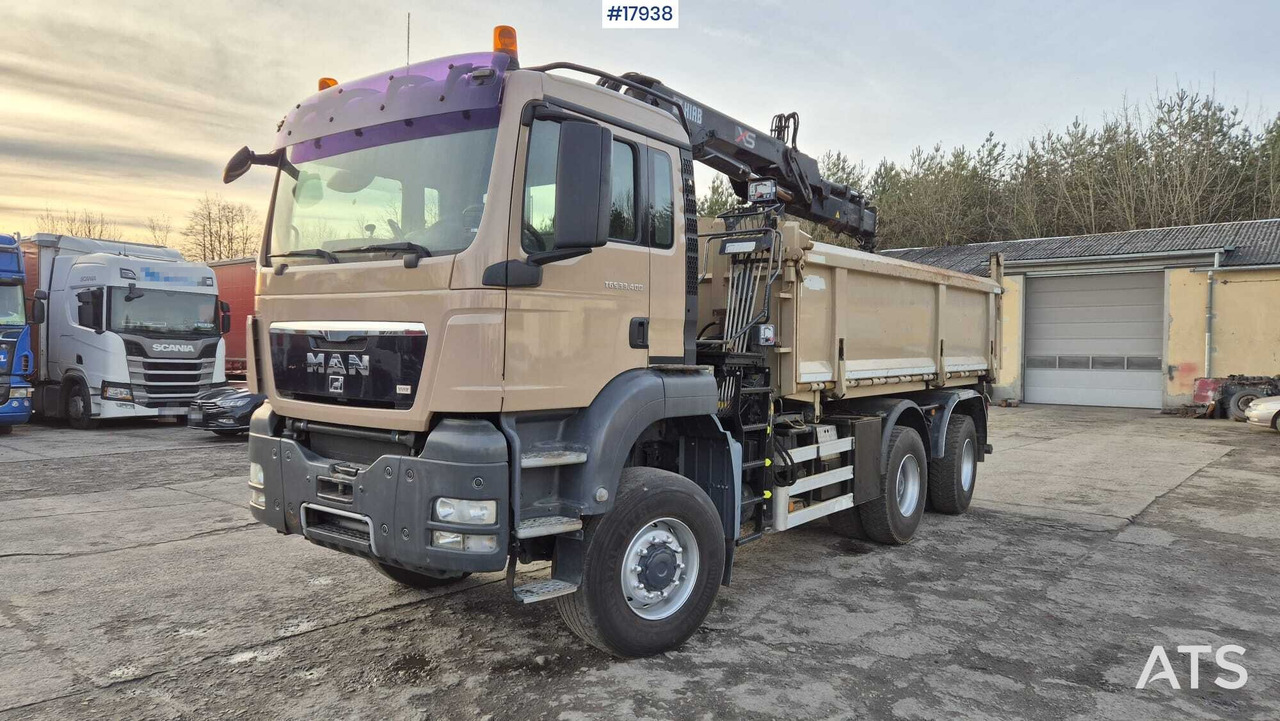 Tipper MAN TGS 33.400 6x4 HDS HIAB 144 DS-2 DUO (2009) - Volquete camión, Camión grúa: foto 1 Tipper MAN TGS 33.400 6x4 HDS HIAB 144 DS-2 DUO (2009) - Volquete camión, Camión grúa: foto 1