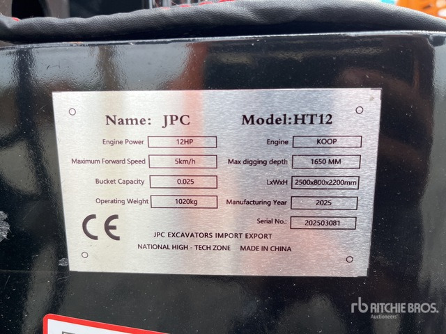 2025 JPC HT12 (Unused) Mini Excavator: <6.6t - Miniexcavadora: foto 2 2025 JPC HT12 (Unused) Mini Excavator: <6.6t - Miniexcavadora: foto 2