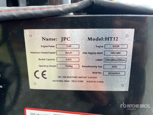 2025 JPC HT12 (Unused) Mini Excavator: <6.6t - Miniexcavadora: foto 1 2025 JPC HT12 (Unused) Mini Excavator: <6.6t - Miniexcavadora: foto 1