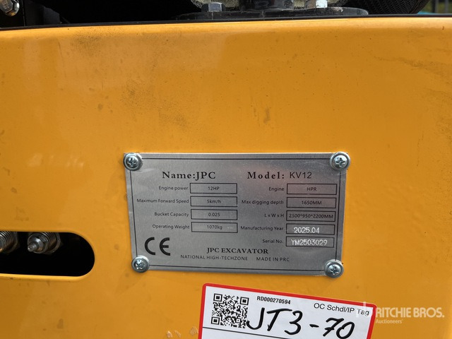 2025 JPC KV12 (Unused) Mini Excavator: <6.6t - Miniexcavadora: foto 1 2025 JPC KV12 (Unused) Mini Excavator: <6.6t - Miniexcavadora: foto 1