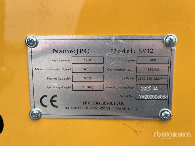 2025 JPC KV12 (Unused) Mini Excavator: <6.6t - Miniexcavadora: foto 1 2025 JPC KV12 (Unused) Mini Excavator: <6.6t - Miniexcavadora: foto 1