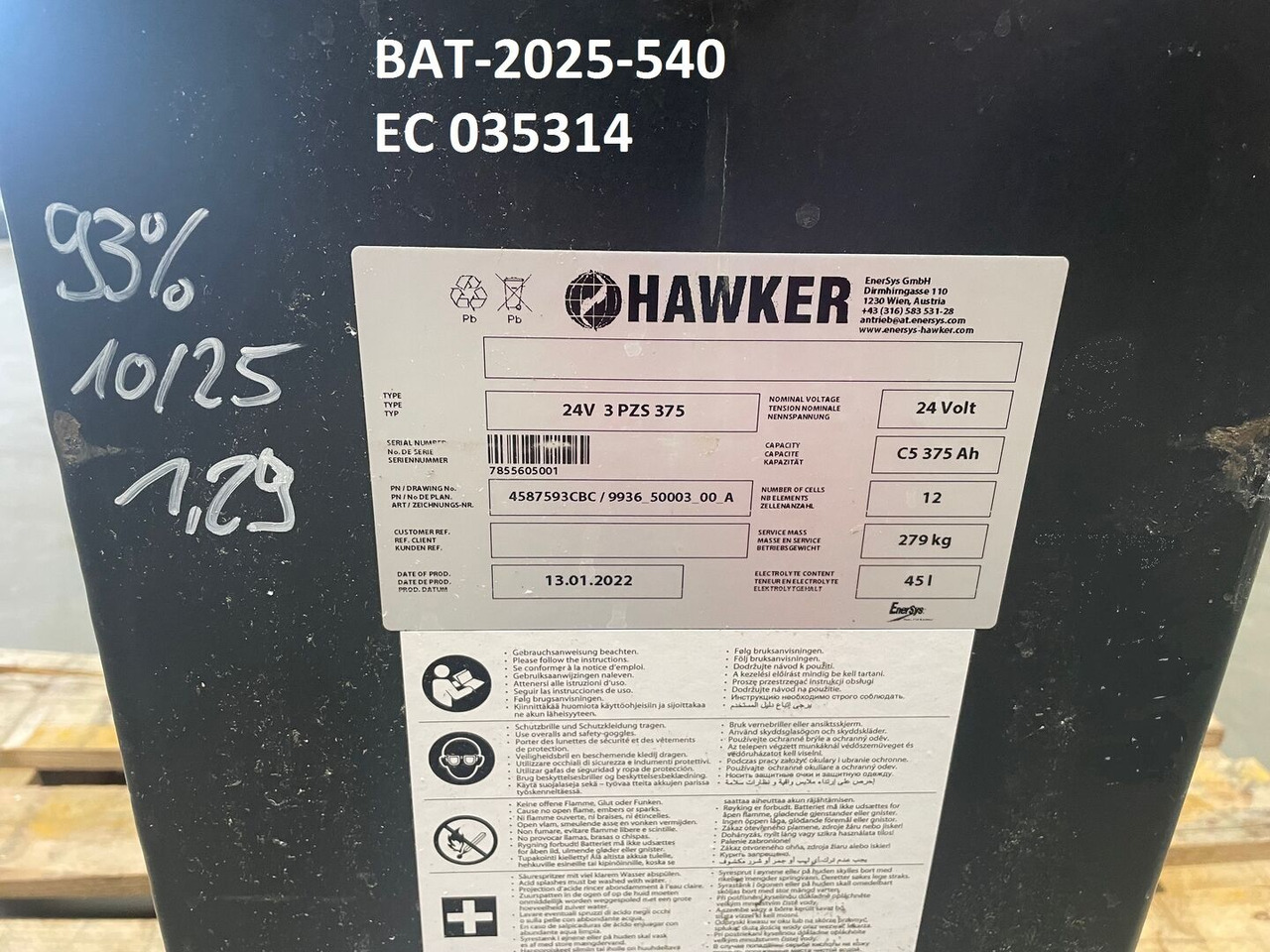 Hawker 24 Volt I 3 PZS 375 - Acumulador para Equipo de manutención: foto 5 Hawker 24 Volt I 3 PZS 375 - Acumulador para Equipo de manutención: foto 5