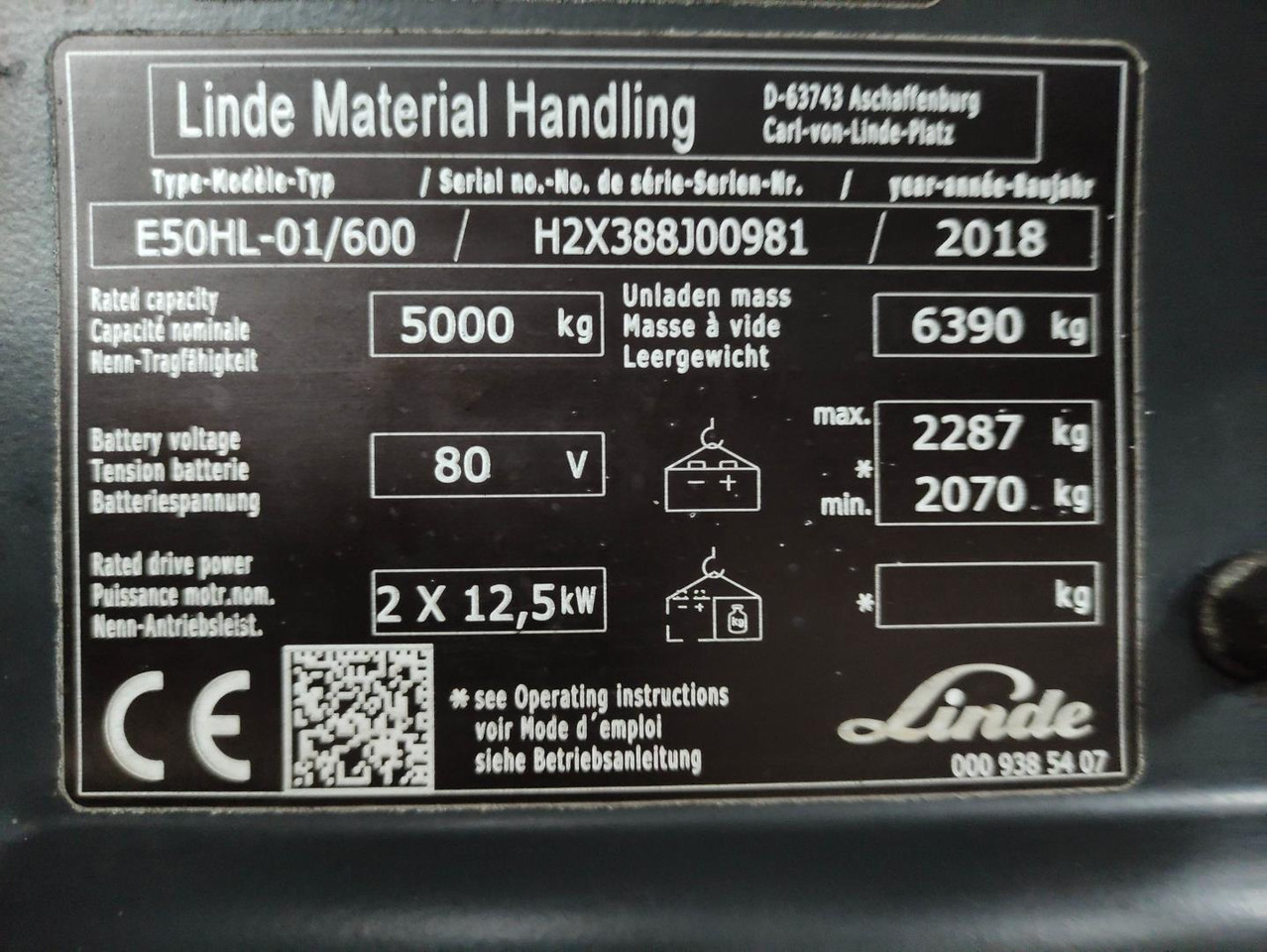 Carretilla elevadora eléctrica Linde E50HL-01-600: foto 7 Carretilla elevadora eléctrica Linde E50HL-01-600: foto 7