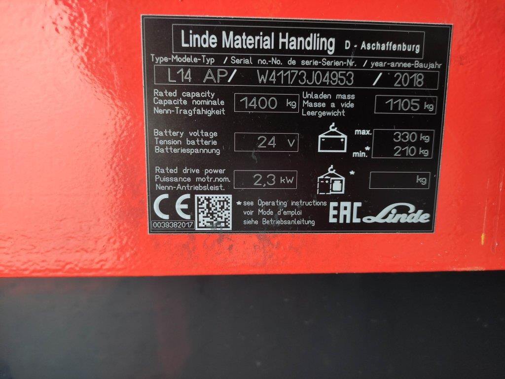 Linde L14-APi-1173 - Apilador: foto 5 Linde L14-APi-1173 - Apilador: foto 5