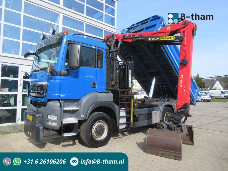 MAN TGS 28.360 6x4-4 EEV + Palfinger 3-Z.S.W. Kipper Tipper - Volquete camión, Camión grúa: foto 1 MAN TGS 28.360 6x4-4 EEV + Palfinger 3-Z.S.W. Kipper Tipper - Volquete camión, Camión grúa: foto 1