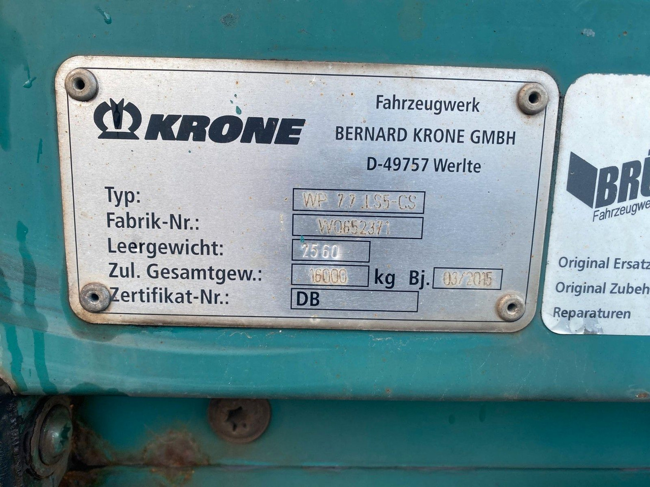 Krone WP 7.7. LS5-CS Wechselbrücke 7,82m - Portacontenedore/ Intercambiable semirremolque: foto 4 Krone WP 7.7. LS5-CS Wechselbrücke 7,82m - Portacontenedore/ Intercambiable semirremolque: foto 4