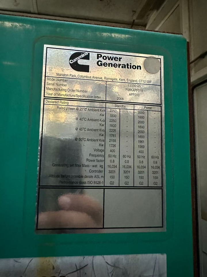 CUMMINS QSK60-G4 - Generador industriale: foto 1 CUMMINS QSK60-G4 - Generador industriale: foto 1
