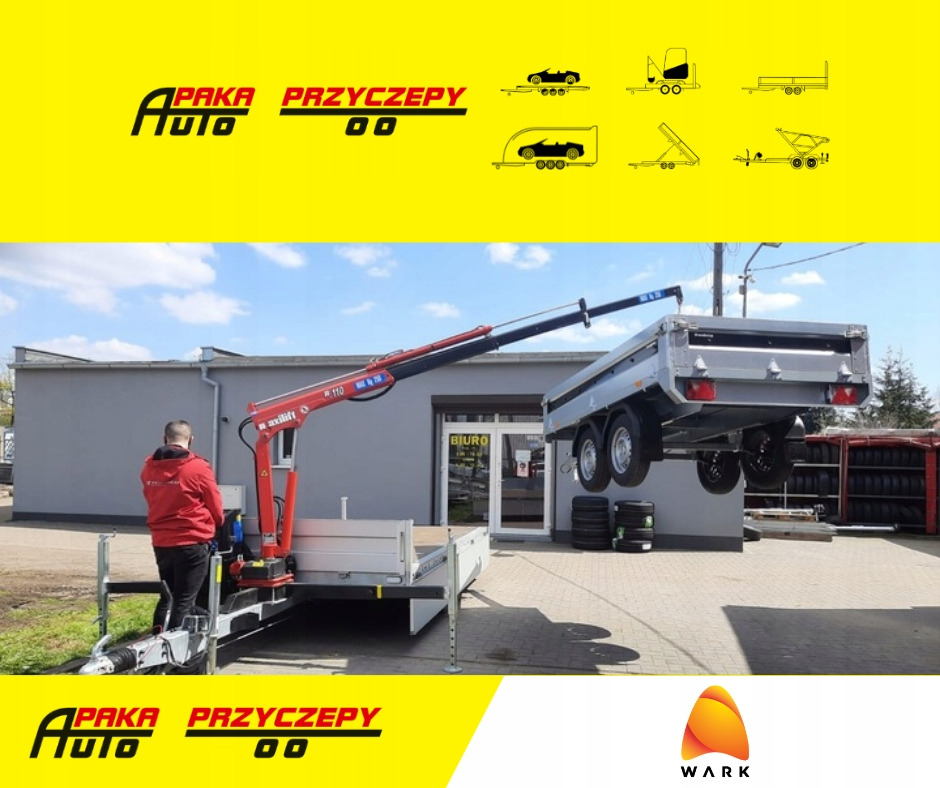 PRZYCZEPA PLATFORMA Z DŹWIGIEM HDS MAXILIFT 110 / PLATFORM TRAILER WITH HDS MAXILIFT 110 CRANE - Remolque plataforma/ Caja abierta: foto 1 PRZYCZEPA PLATFORMA Z DŹWIGIEM HDS MAXILIFT 110 / PLATFORM TRAILER WITH HDS MAXILIFT 110 CRANE - Remolque plataforma/ Caja abierta: foto 1