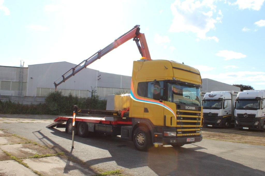 Scania R 114 LB340 6X2 L PALFINGER PK16502 - Portavehículos camión, Camión grúa: foto 1 Scania R 114 LB340 6X2 L PALFINGER PK16502 - Portavehículos camión, Camión grúa: foto 1