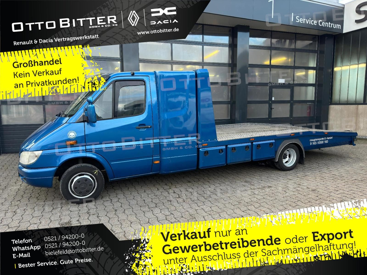 Mercedes-Benz Sprinter 2.7 CDI ABSCHLEPPWAGEN SCHLAFKABINE - Portavehículos camión: foto 1 Mercedes-Benz Sprinter 2.7 CDI ABSCHLEPPWAGEN SCHLAFKABINE - Portavehículos camión: foto 1