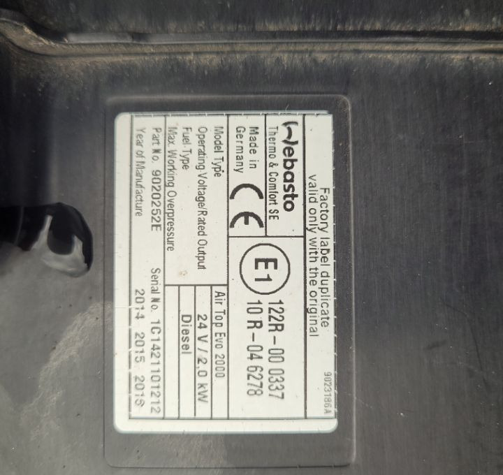 WEBASTO RENAULT RANGE T ORYGINAL - Calefacción/ Ventilación para Camión: foto 2 WEBASTO RENAULT RANGE T ORYGINAL - Calefacción/ Ventilación para Camión: foto 2