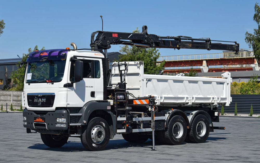 MAN TGS 33.360 / 6x4 / HDS HIAB 122 E-2 HIDUO / STEROWANIE RADIOWE / WYWROTKA / HYDROBURTA / AUTOMAT / KLIMA / TEMPOMAT / KAMERA COFANIA / SPROWADZONY - Volquete camión, Camión grúa: foto 1 MAN TGS 33.360 / 6x4 / HDS HIAB 122 E-2 HIDUO / STEROWANIE RADIOWE / WYWROTKA / HYDROBURTA / AUTOMAT / KLIMA / TEMPOMAT / KAMERA COFANIA / SPROWADZONY - Volquete camión, Camión grúa: foto 1