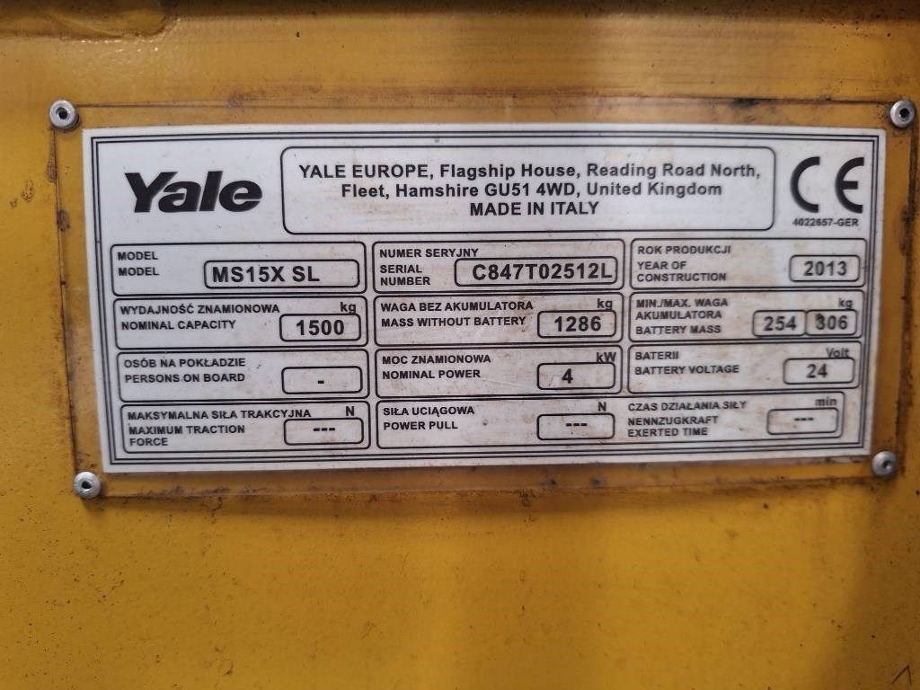 Apilador Yale MS 15x IL: foto 8