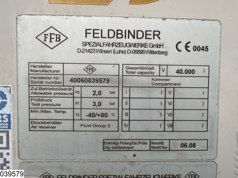 Feldbinder Silo 40.000 Liter, 3 Comp - Semirremolque silo: foto 4 Feldbinder Silo 40.000 Liter, 3 Comp - Semirremolque silo: foto 4