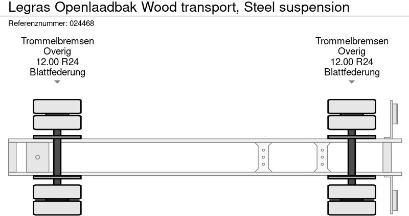 Semirremolque maderero Legras Openlaadbak Wood transport, Steel suspension: foto 11