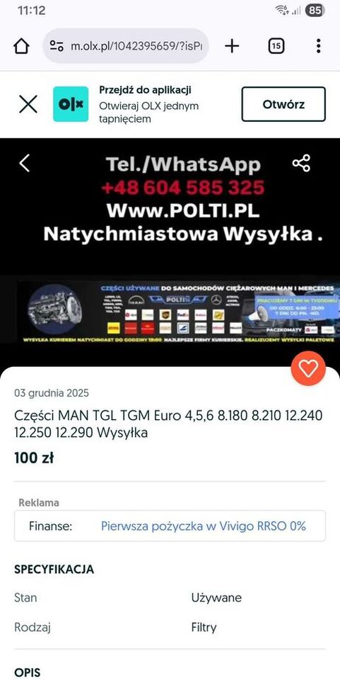 Man Tgl Wszystkie Czesci Natychmiastowa Wysyłka odbiór 24/7 - Piezas de recambio para Camión: foto 2 Man Tgl Wszystkie Czesci Natychmiastowa Wysyłka odbiór 24/7 - Piezas de recambio para Camión: foto 2