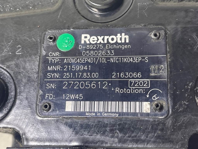Bomag -Rexroth A10VG45EP4D1/10L-Drive pump/Fahrpumpe - Hidráulica para Maquinaria de construcción: foto 4 Bomag -Rexroth A10VG45EP4D1/10L-Drive pump/Fahrpumpe - Hidráulica para Maquinaria de construcción: foto 4