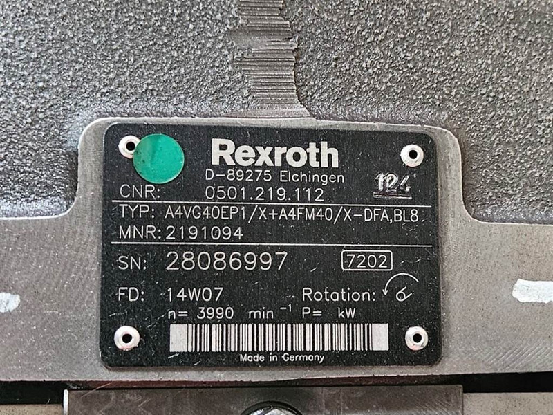 Hidráulica para Maquinaria de construcción Deutz 6160TTVECCOM 1.5-Rexroth A4VG40EP1-CVT: foto 6