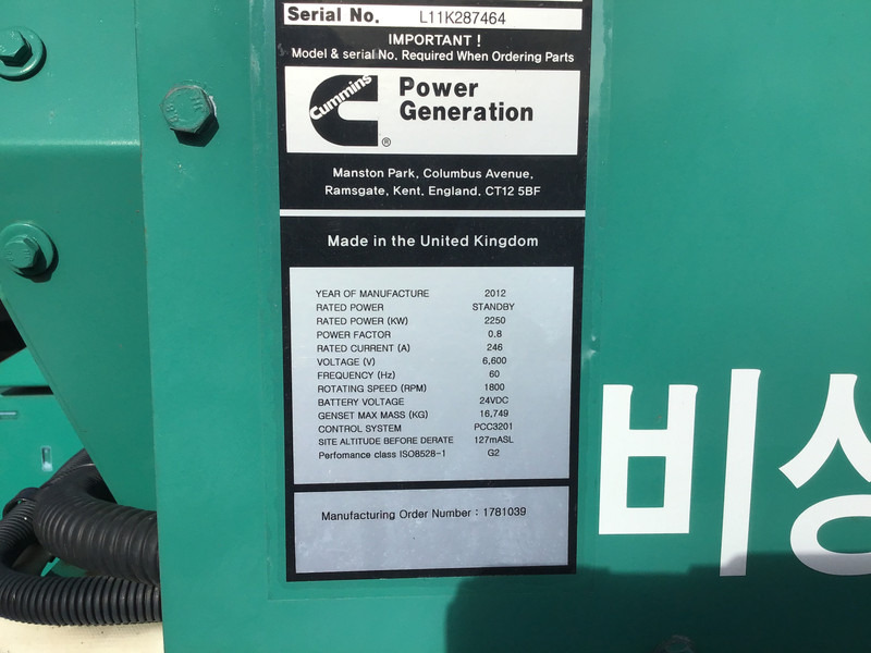 Generador industriale Cummins QSK60-G9 GENERATOR 2813 KVA  USED: foto 7