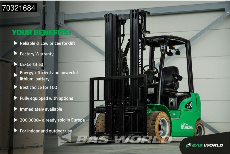 Hangcha CPD18 Electric Li-ion Forklift - Triplex - Free lift - Side shift - Warranty - Carretilla elevadora eléctrica: foto 2 Hangcha CPD18 Electric Li-ion Forklift - Triplex - Free lift - Side shift - Warranty - Carretilla elevadora eléctrica: foto 2