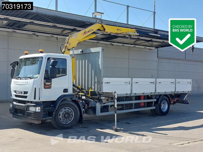 Iveco Eurocargo 180E300 4X2 Hyva V911 3S Crane Kran Telma retarder Ladebordwand Euro 5 - Camión caja abierta, Camión grúa: foto 1 Iveco Eurocargo 180E300 4X2 Hyva V911 3S Crane Kran Telma retarder Ladebordwand Euro 5 - Camión caja abierta, Camión grúa: foto 1