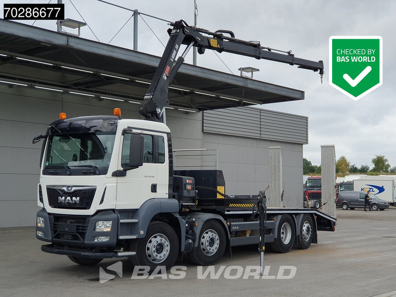 MAN TGS 35.360 8X2 HIAB X-Hiduo 158 BS-3 Crane Lift+lenkasche Machine transporter Euro 6 - Portavehículos camión, Camión grúa: foto 1 MAN TGS 35.360 8X2 HIAB X-Hiduo 158 BS-3 Crane Lift+lenkasche Machine transporter Euro 6 - Portavehículos camión, Camión grúa: foto 1