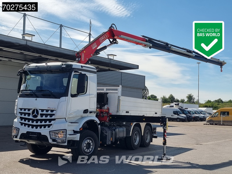 Mercedes-Benz Arocs 3348 6X4 Fassi F255A2.24 Kran Crane 9m3 3-Sided Tipper Big-Axle Euro 6 - Volquete camión, Camión grúa: foto 1 Mercedes-Benz Arocs 3348 6X4 Fassi F255A2.24 Kran Crane 9m3 3-Sided Tipper Big-Axle Euro 6 - Volquete camión, Camión grúa: foto 1