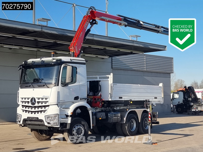 Mercedes-Benz Arocs 3348 6X6 Full Steel Retarder Fassi 25T/M Crane Kran Euro 6 - Volquete camión, Camión grúa: foto 1 Mercedes-Benz Arocs 3348 6X6 Full Steel Retarder Fassi 25T/M Crane Kran Euro 6 - Volquete camión, Camión grúa: foto 1