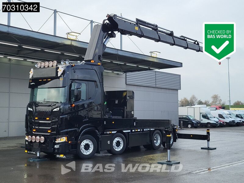 Scania S660 8X2 HMF 9520OK-RCS Crane Kran Fifth wheel Full Air Lift+steering axle - Camión caja abierta, Camión grúa: foto 1 Scania S660 8X2 HMF 9520OK-RCS Crane Kran Fifth wheel Full Air Lift+steering axle - Camión caja abierta, Camión grúa: foto 1